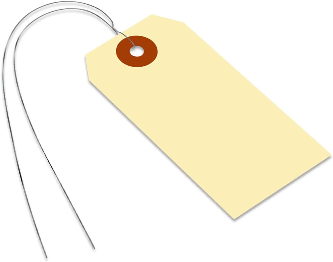 SmartSign Blank Manila Shipping Tags with Wire, Size #3 | PreWired, 13pt Cardstock Tags, 3 3/4" x 1