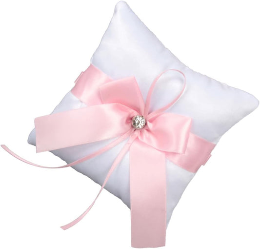 1Pc Elegant Pink Wedding Ring Pillow Cushion Square Ring Holder for Bride Fashion Party Ring Pillow