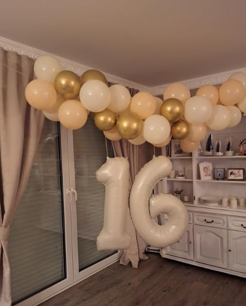Cream White Number 1 Balloon 40 inch, Number 1 Birthday for Boy Girl, Cream White Foil One Balloon