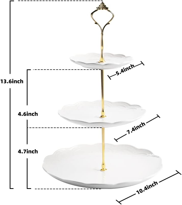 Sweejar 3 Tier Ceramic Cake Stand Wedding, Dessert Cupcake Stand for Tea Party Serving Platter(Rose