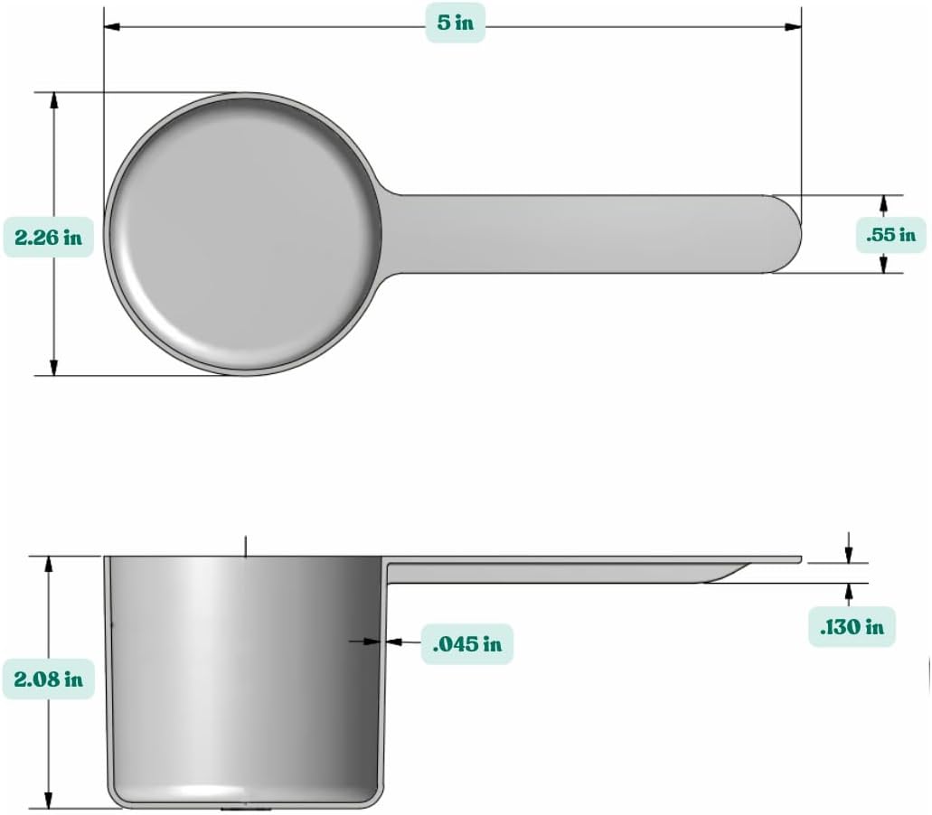 1/2 Cup (4 Oz. | 118.4 mL) Long Handle Scoop for Measuring Coffee, Pet Food, Grains, Protein