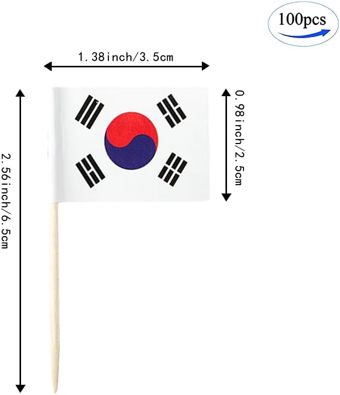South Korea Flag Korean Flag, Small Mini South Korean Toothpick Flags for Food, Cupcakes