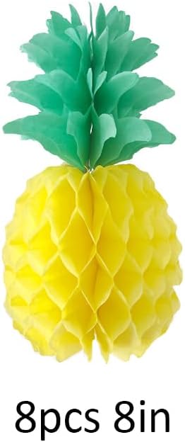 8inch Paper Pineapple Honeycomb Decorations 8pcs Tissue Party Pineapple Centerpieces Hanging