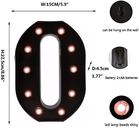 Light Up Black Alphabet Marquee Letters Sign LED Marquee Number Lights Sign for Night Light Home