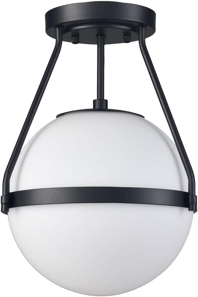 HOLKIRT Mid Century Semi Flush Mount Ceiling Light Black Globe Ceiling Light Modern Light Fixture