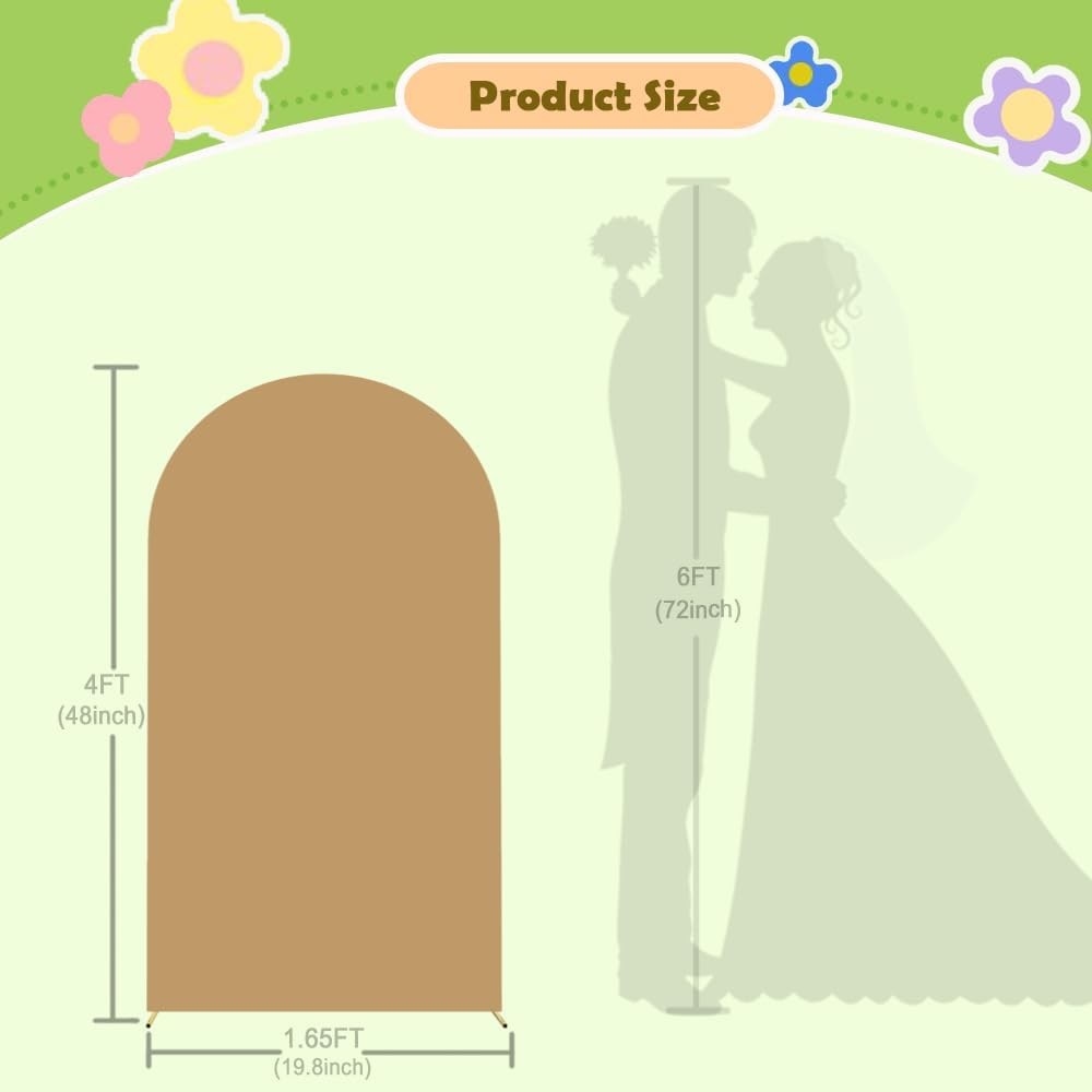 Khaki Arch Cover 4FT Brown Spandex-Arch-Cover Round Top Wedding Chiara Arched Cover Tan Arches