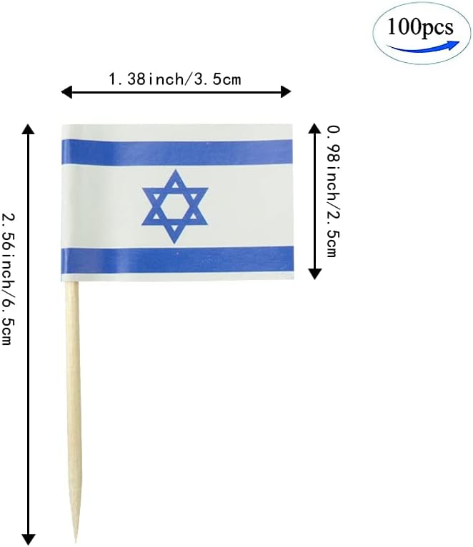 Israel Flag Israeli Flag, Small Mini Israel Toothpick Flags for Food, Cupcakes, Cocktails