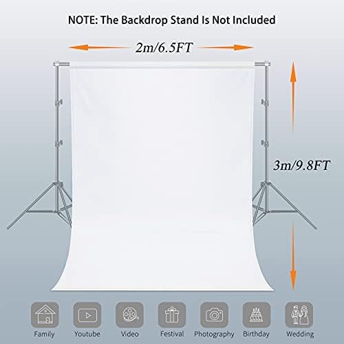 7 x 10 FT White Backdrop, 100% Polyester Photography Backdrop Foldable Washable White Screen for