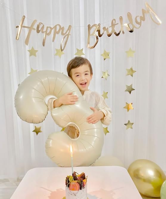 40 Inch Cream White 3 Large Number Balloon, 3 13 23 30 33 36 38 Cream White Birthday Party