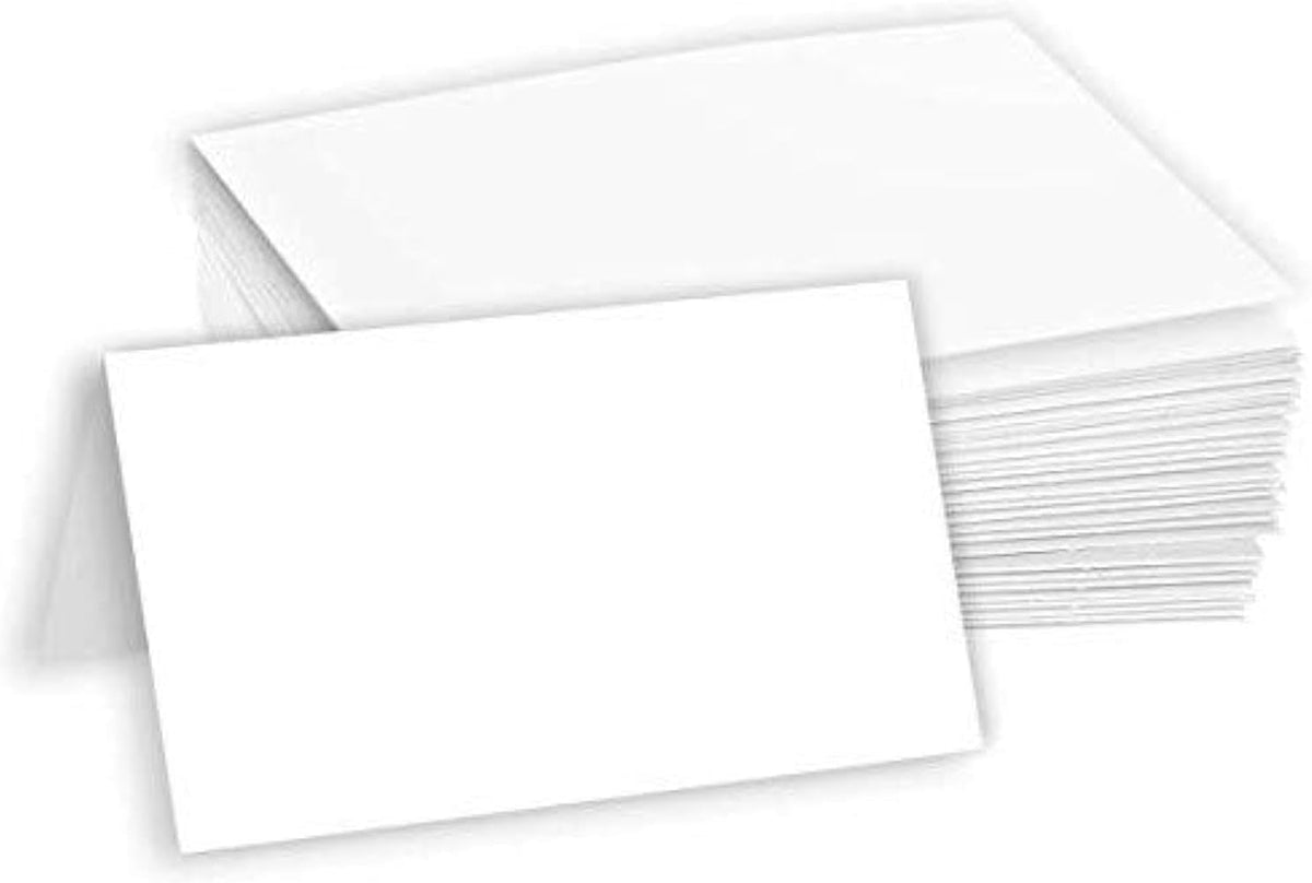 Hamilco Blank Tent Name Place Table Cards 3 1/2" x 2" Folded Card Stock - White Cardstock Paper