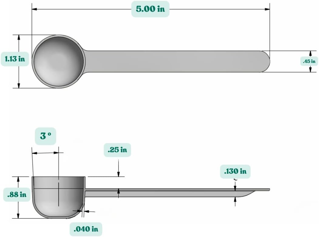 2 Teaspoon (2/3 Tablespoon | 10 mL) Long Handle Rounded Scoop for Measuring Coffee, Pet Food