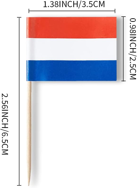Netherlands Flag Dutch Flag, Small Mini Dutch Toothpick Flags for Food, Cupcakes, Cocktails