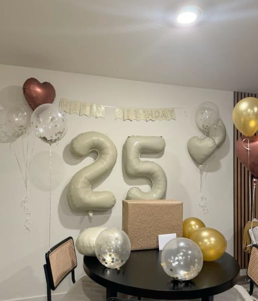 Cream White 40 Inch Large Number 5 Birthday Balloon, Five 5th 15 25 35 50 55 Birthday Celebration