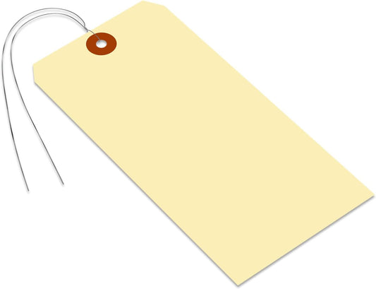 SmartSign Blank Manila Shipping Tags with Wire, Size-10, Pack of 100, 15pt Thick Prewired Cardstock