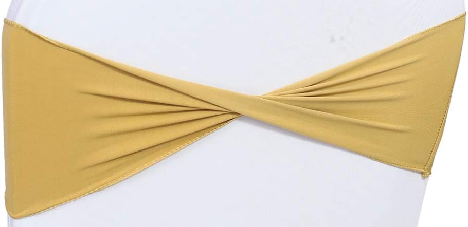 VDS Pack of 250 PCS | Gold | Spandex Chair Sashes Bows Without Buckle | Stretch Elastic Banquet