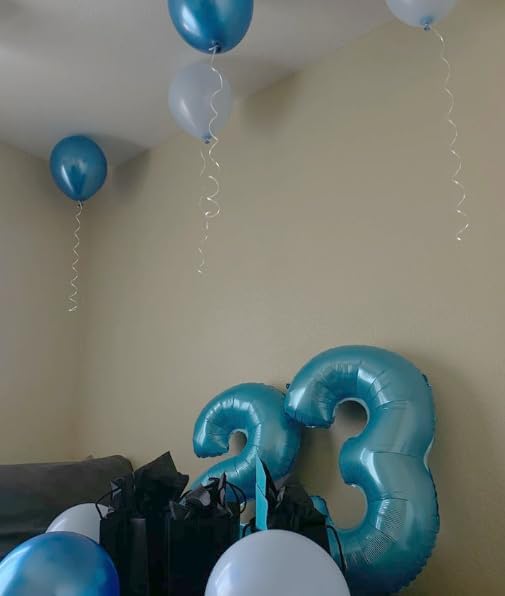 Pearl Blue 3 Number Balloon, 40 Inch 3 Large Number Balloon, 3 13 23 30 33 36 38 Pearl Blue