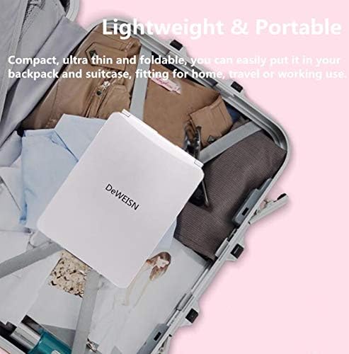 deweisn Folding Lighted Makeup Mirror with 72 LEDs 3 Colors Light Modes USB Rechargable 1800mA