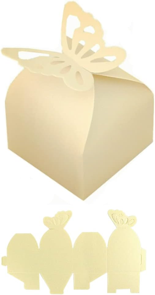 KUPOO 50PCS Small Yellow Butterfly Favor Boxes Girl Baby Shower Candy Box Small Butterfly Gift