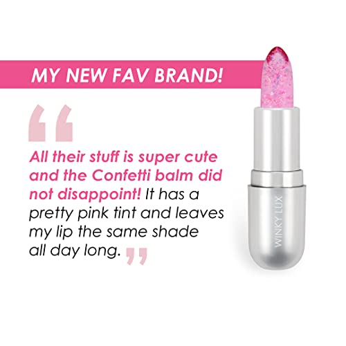 Winky Lux Rainbow Glitter Confetti Balm - Hydrating ph Lip Balm, Natural Pink Tint with pH Color