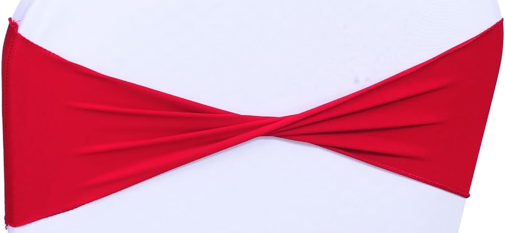 MDS Pack of 100 Spandex Chair Sashes Bows Elastic Stretch Dining Chair Bands Ties Without Slider