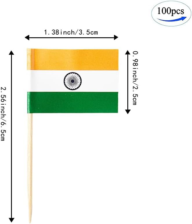 mflagperft India Flag Indian Flag, Small Mini India Toothpick Flags for Food, Cupcakes, Cocktails