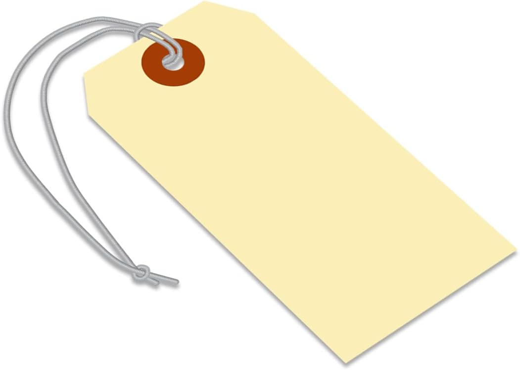 SmartSign Blank Manila Shipping Tags with Elastic Strings - Pack of 250, Size-4, 13pt Thick