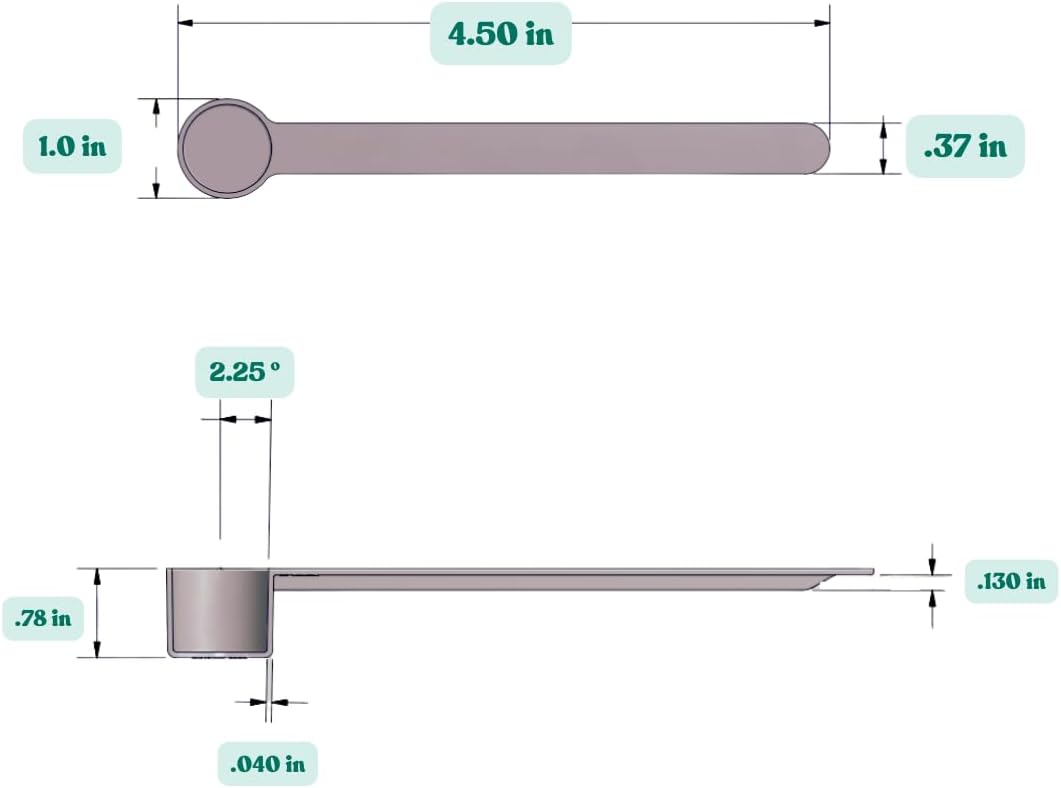 1/2 Tablespoon (1.5 Teaspoon | 7.5 mL) Long Handle Scoop for Measuring Coffee, Grains, Protein