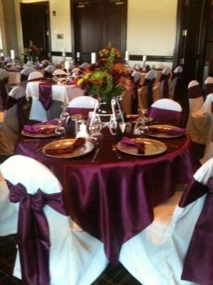 Obstal 10 PCS Burgundy Satin Chair Sashes Bows for Wedding Reception- Universal Chair Cover Back