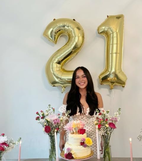 Light Gold Number 1 Balloon 40 inch, Number 1 Birthday Balloon for Boy Girl, Champagne Gold Foil