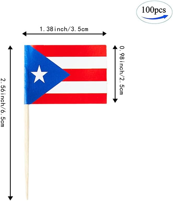 Puerto Rico Flag Puerto Rican Flag, Small Mini Puerto Rican Toothpick Flags for Food, Cupcakes