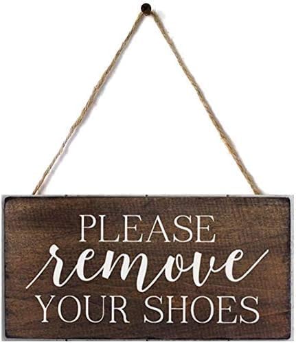 Rustic Wooden Sign 'Please Remove Your Shoes' - Thick Rustic Plaque Board Sign - Wall Art