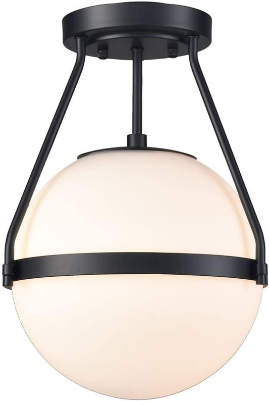 HOLKIRT Mid Century Semi Flush Mount Ceiling Light Black Globe Ceiling Light Modern Light Fixture