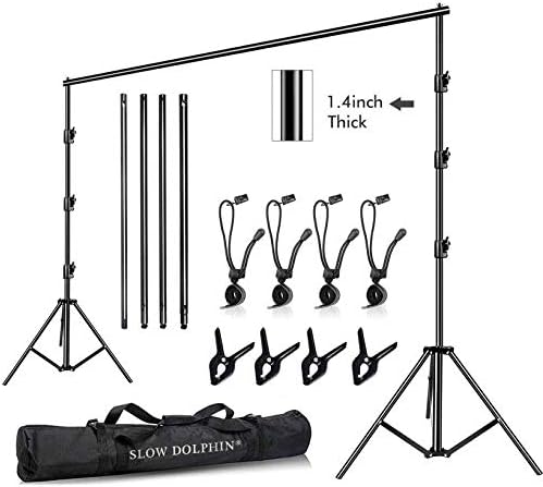 SLOW DOLPHIN 10 x 10Ft Photo Video Studio Heavy Duty Adjustable Muslin Backdrop Stand Background