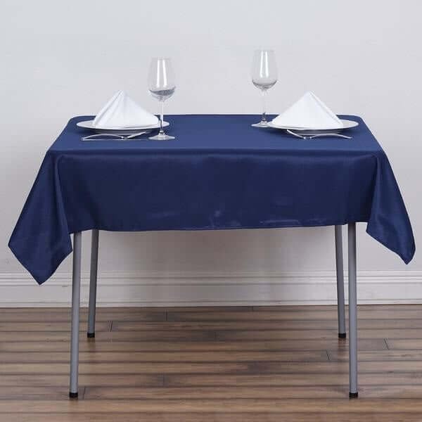 Efavormart 54x54 Navy Blue Wholesale Linens Seamless Polyester Square Linen Tablecloth for Wedding