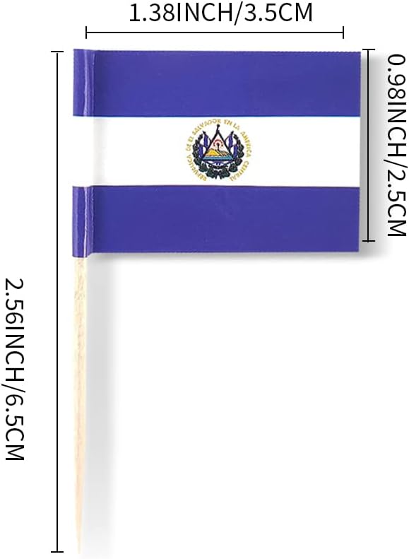 El Salvador Flag Salvadoran Flag, Small Mini Salvadoran Toothpick Flags for Food, Cupcakes