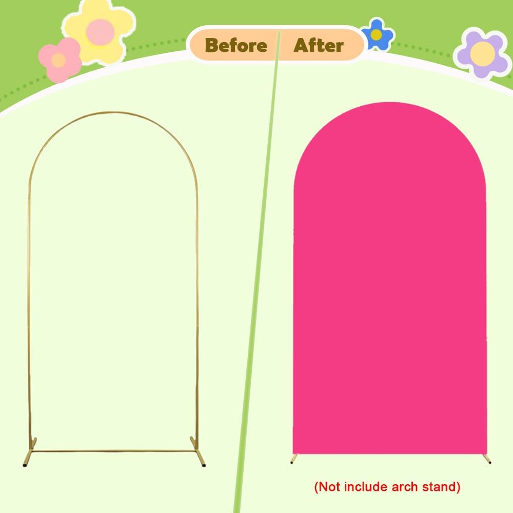 Hot Pink 7.2ft Arch Backdrop Cover - Round Top Chiara Double Sided for Wedding, Baby Shower