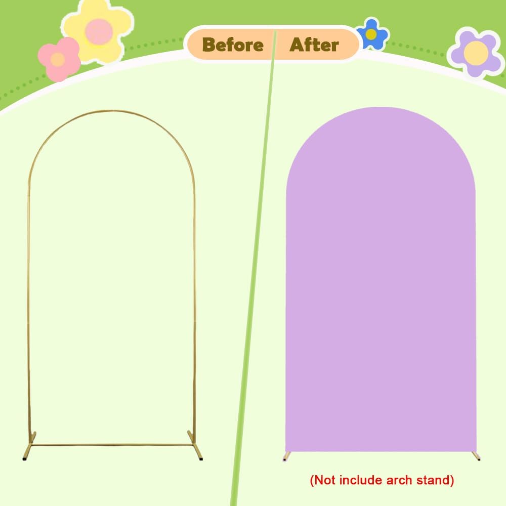 Purple Arch Cover 6ft Lavender Spandex Fitted Round Top Back Drop Covers Chiara Backdrop-Cover