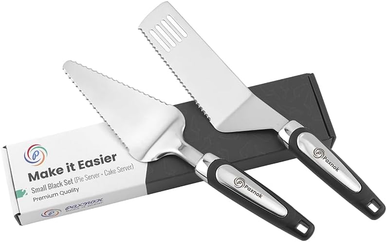 Pie Server Spatula and Cake Slicer Set with Luxury Gift Box, Black Stainless Steel Set - Kitchen