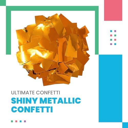 Shiny Metallic Confetti, Orange - Fluttering Foil Paper Strips for Confeti Cannon and Launcher Use