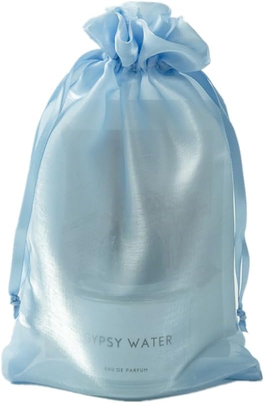 QIANF 20 Pcs Blue Small Organza Bags 6X9 inch for Wedding Favors with Drawstring, Mini Mesh Gift