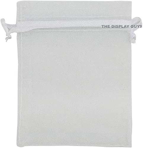 TheDisplayGuys 48-Pack 3x4 White Sheer Organza Gift Bags with Drawstring, Jewelry Candy Treat
