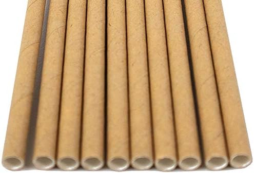 Pack of 150 Natural Kraft Biodegradable 4-Ply Paper Drinking Straws (Compostable, Non-toxic