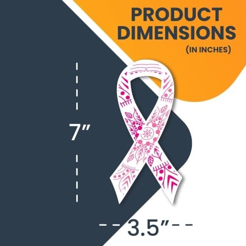 Magnet Me Up Breast Cancer Awareness Pink Mandala Ribbon Magnet Decal, 3.5x7 Inches, Automotive