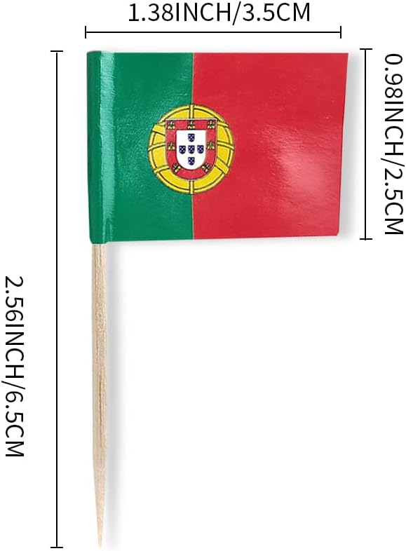 Portugal Flag Portuguese Flag, Small Mini Portugal Toothpick Flags for Food, Cupcakes, Cocktails