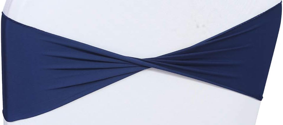 VDS Pack of 100 PCS | Navy Blue | Spandex Chair Sashes Bows Without Buckle | Stretch Elastic