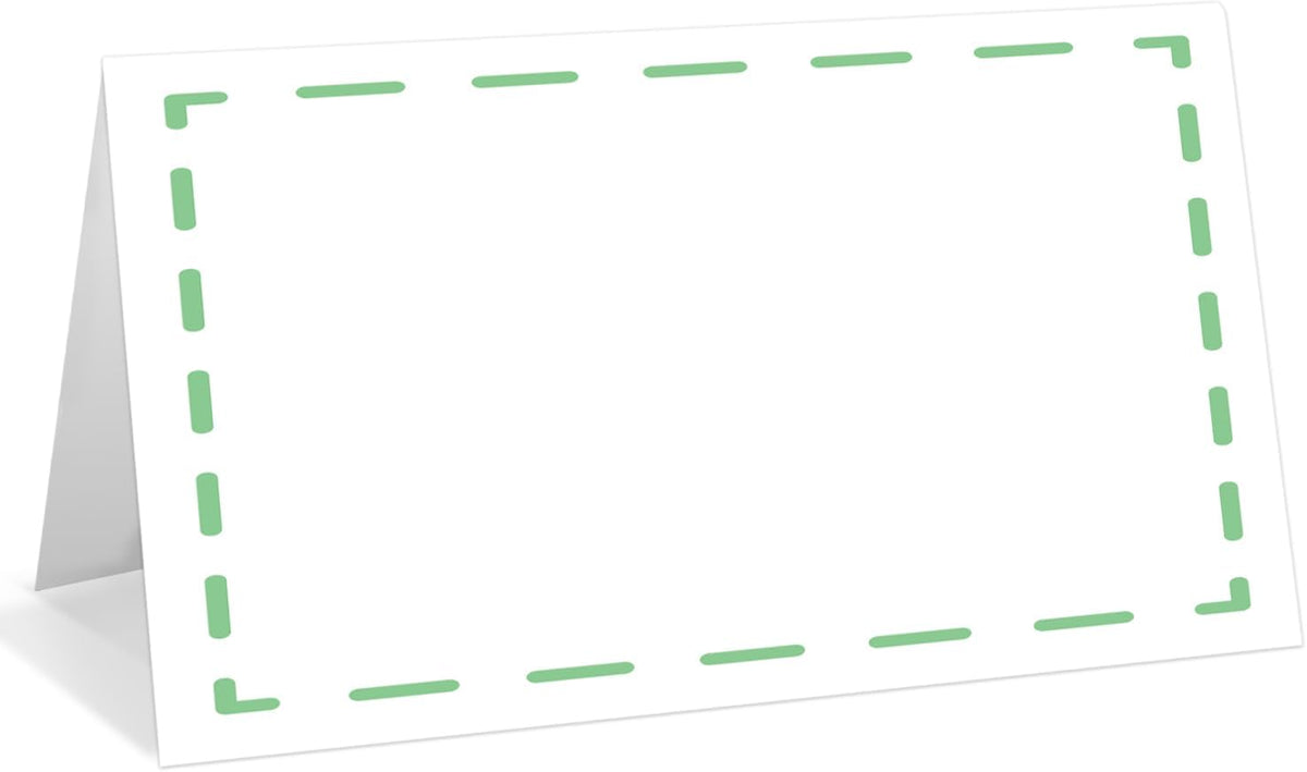 25 Pack Green Lines Place Cards, Editable Name Cards for Table Setting, Tent Cards Food Label for