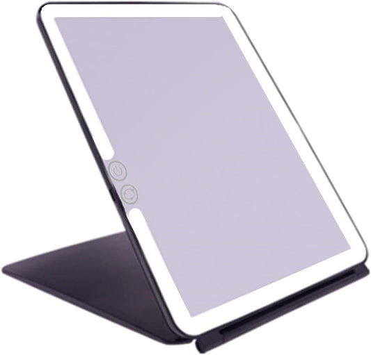 deweisn Folding Lighted Makeup Mirror with 72 LEDs 3 Colors Light Modes USB Rechargable 1800mA
