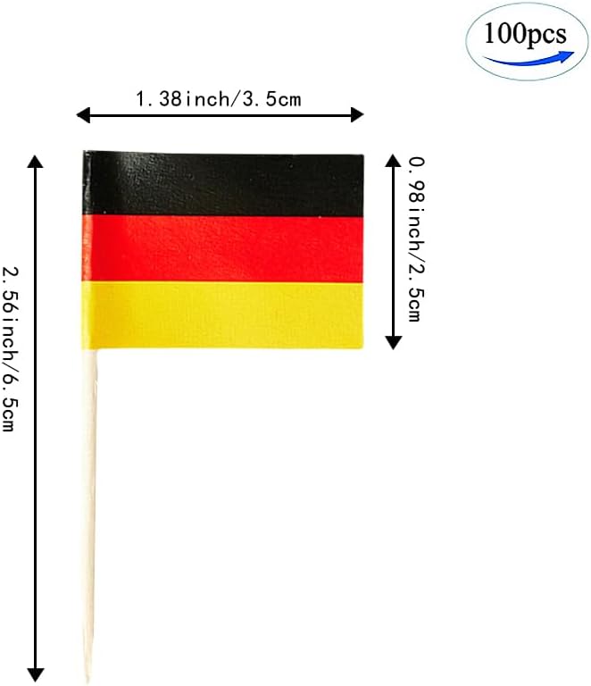 German Flag Germany Flag, Small Mini German Toothpick Flags for Food, Cupcakes, Cocktails