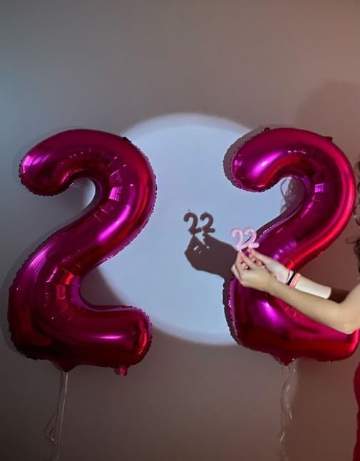 40 Inch Hot Pink Large Number 4 Birthday Balloon, Giant Number Four 14 24 34 40 44 Balloons, Foil