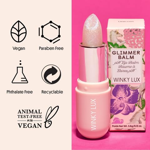 Winky Lux Unicorn Glimmer Balm & Rose Glimmer Balm Duo – Hydrating ph Lip Balm, Natural Pink Tint